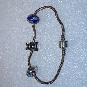 Vintage 925 Sterling Silver Charm Bracelet With Charms